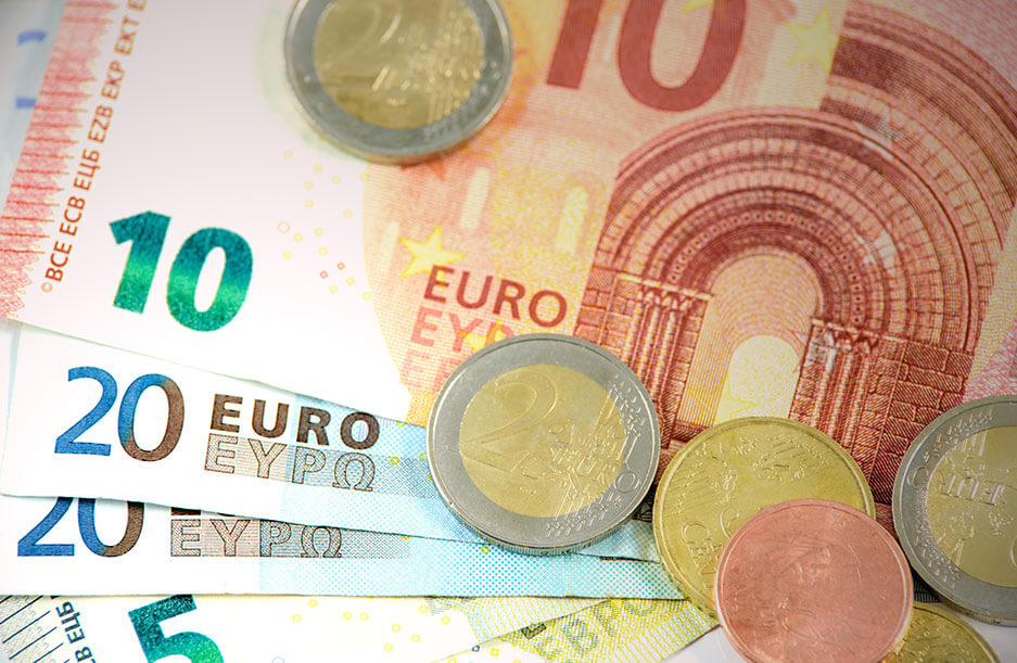 billetes y monedas de euro